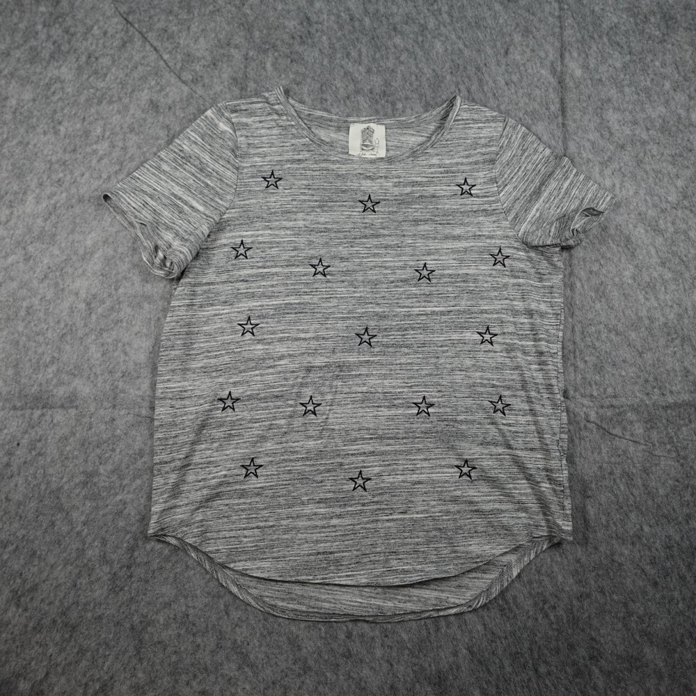 Anthropologie Top Women Medium Gray Star Print Short Sleeve Lilis Closet Tee